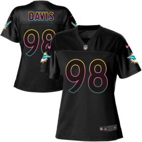 Wholesale Cheap Nike Dolphins #98 Raekwon Davis Black Women\'s NFL Fashion Game Jersey