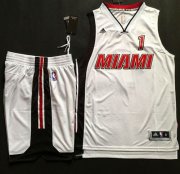 Wholesale Cheap Heat #1 Chris Bosh White Throwback A Set Stitched NBA Jersey