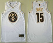 Wholesale Cheap Men's Denver Nuggets #15 Nikola Jokic White Golden Nike Swingman Stitched NBA Jersey