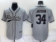 Wholesale Cheap Men's Las Vegas Raiders #34 Bo Jackson Grey Stitched MLB Cool Base Nike Baseball Jersey