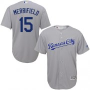 Wholesale Cheap Royals #15 Whit Merrifield Grey Cool Base Stitched Youth MLB Jersey