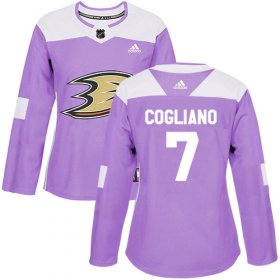 Wholesale Cheap Adidas Ducks #7 Andrew Cogliano Purple Authentic Fights Cancer Women\'s Stitched NHL Jersey