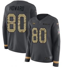 Wholesale Cheap Nike Buccaneers #80 O. J. Howard Anthracite Salute to Service Women\'s Stitched NFL Limited Therma Long Sleeve Jersey