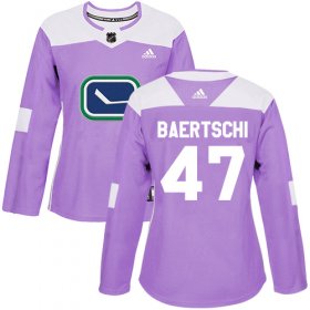 Wholesale Cheap Adidas Canucks #47 Sven Baertschi Purple Authentic Fights Cancer Women\'s Stitched NHL Jersey