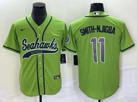 Wholesale Cheap Men\'s Seattle Seahawks #11 Jaxon Smith-Njigba Green With Patch Cool Base Stitched Baseball Jersey