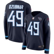Wholesale Cheap Nike Titans #49 Nick Dzubnar Navy Blue Team Color Women's Stitched NFL Limited Therma Long Sleeve Jersey