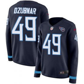 Wholesale Cheap Nike Titans #49 Nick Dzubnar Navy Blue Team Color Women\'s Stitched NFL Limited Therma Long Sleeve Jersey