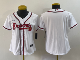 Wholesale Cheap Women\'s Atlanta Braves Blank White Stitched MLB Cool Base Nike Jersey