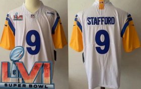 Wholesale Cheap Men\'s Los Angeles Rams #9 Matthew Stafford Limited White Alternate 2022 Super Bowl LVI Bound Vapor Jersey