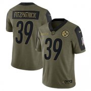 Wholesale Cheap Men's Pittsburgh Steelers #39 Minkah Fitzpatrick Nike Olive 2021 Salute To Service Limited Player Jersey