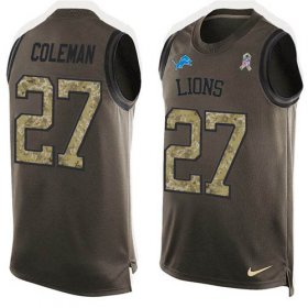 Wholesale Cheap Nike Lions #27 Justin Coleman Green Men\'s Stitched NFL Limited Salute To Service Tank Top Jersey