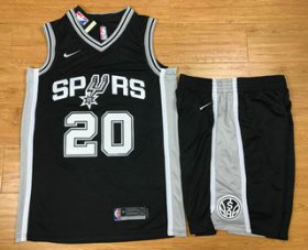 Wholesale Cheap Men\'s San Antonio Spurs #20 Manu Ginobili Black 2017-2018 Nike Swingman Stitched NBA Jersey With Shorts