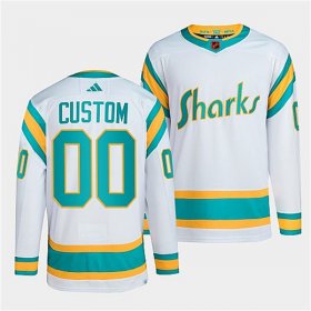 Wholesale Cheap Men\'s San Jose Sharks Custom White 2022 Reverse Retro Stitched Jersey