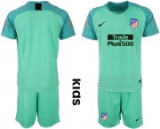 Wholesale Cheap Atletico Madrid Blank Green Goalkeeper Kid Soccer Club Jersey