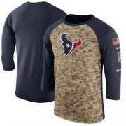 Wholesale Cheap Men's Houston Texans Nike Camo Navy Salute to Service Sideline Legend Performance Three-Quarter Sleeve T-Shirt