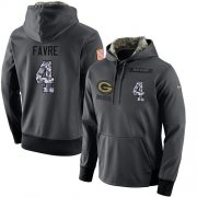 Wholesale Cheap NFL Men's Nike Green Bay Packers #4 Brett Favre Stitched Black Anthracite Salute to Service Player Performance Hoodie
