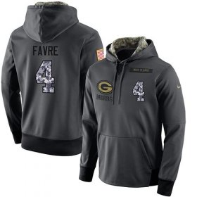 Wholesale Cheap NFL Men\'s Nike Green Bay Packers #4 Brett Favre Stitched Black Anthracite Salute to Service Player Performance Hoodie