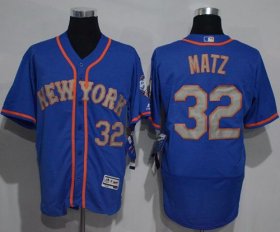 Wholesale Cheap Mets #32 Steven Matz Blue(Grey NO.) Flexbase Authentic Collection Stitched MLB Jersey