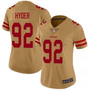 Wholesale Cheap Nike 49ers #92 Kerry Hyder Gold Women's Stitched NFL Limited Inverted Legend Jersey