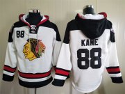 Wholesale Cheap Men's Chicago Blackhawks #88 Patrick Kane White Ageless Must Have Lace Up Pullover Hoodie