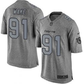 Wholesale Cheap Nike Dolphins #91 Cameron Wake Gray Men\'s Stitched NFL Limited Gridiron Gray Jersey