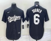 Wholesale Cheap Men's Los Angeles Dodgers #6 Trea Turner Black Turn Back The Clock Stitched Cool Base Jersey