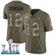 Wholesale Cheap Nike Eagles #12 Randall Cunningham Olive/Camo Super Bowl LII Youth Stitched NFL Limited 2017 Salute to Service Jersey
