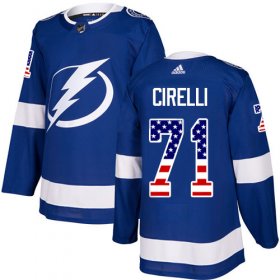 Cheap Adidas Lightning #71 Anthony Cirelli Blue Home Authentic USA Flag Stitched NHL Jersey