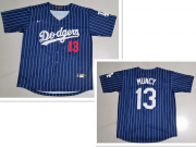 Wholesale Cheap Men's Los Angeles Dodgers #13 Max Muncy Navy Blue Pinstripe Stitched MLB Cool Base Nike Jersey