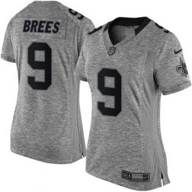 Wholesale Cheap Nike Saints #9 Drew Brees Gray Women\'s Stitched NFL Limited Gridiron Gray Jersey