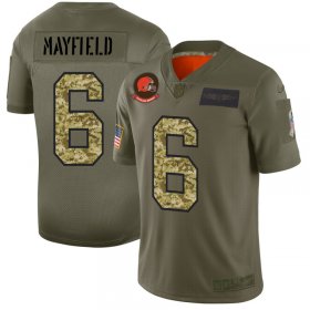 Wholesale Cheap Cleveland Browns #6 Baker Mayfield Men\'s Nike 2019 Olive Camo Salute To Service Limited NFL Jersey