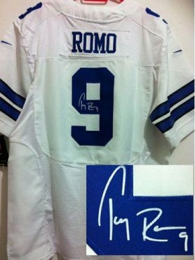 Wholesale Cheap Nike Cowboys #9 Tony Romo White Men\'s Stitched NFL Elite Autographed Jersey