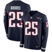 Wholesale Cheap Nike Patriots #25 Terrence Brooks Navy Blue Team Color Men's Stitched NFL Limited Therma Long Sleeve Jersey