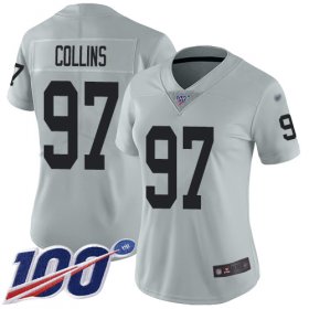 Wholesale Cheap Nike Raiders #97 Maliek Collins Silver Women\'s Stitched NFL Limited Inverted Legend 100th Season Jersey