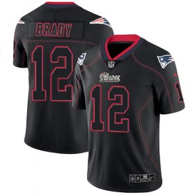 Wholesale Cheap Nike Patriots #12 Tom Brady Lights Out Black Men\'s Stitched NFL Limited Rush Jersey