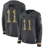 Wholesale Cheap Nike Jets #11 Denzel Mim Anthracite Salute to Service Women's Stitched NFL Limited Therma Long Sleeve Jersey