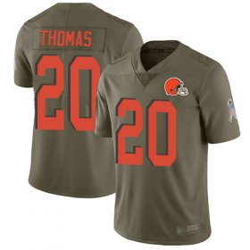 Wholesale Cheap Nike Browns #20 Tavierre Thomas Olive Men\'s Stitched NFL Limited 2017 Salute To Service Jersey