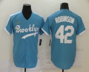 Wholesale Cheap Men's Los Angeles Dodgers #42 Jackie Robinson Light Blue Stitched MLB Cool Base Cooperstown Collection Nike Jersey