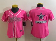 Cheap Women's Dallas Cowboys Pink Team Big Logo With Patch Cool Base Stitched Baseball Jersey(Run Small)