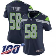 Wholesale Cheap Nike Seahawks #58 Darrell Taylor Steel Blue Team Color Women's Stitched NFL 100th Season Vapor Untouchable Limited Jersey