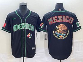 Wholesale Cheap Men\'s Mexico Baseball 2023 Black Team Big Logo World Baseball Classic Stitched Jersey