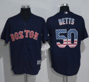 Wholesale Cheap Red Sox #50 Mookie Betts Navy Blue USA Flag Fashion Stitched MLB Jersey
