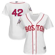 Wholesale Cheap Boston Red Sox #42 Majestic Women's 2019 Jackie Robinson Day Official Cool Base Jersey White