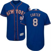 Wholesale Cheap Mets #8 Gary Carter Blue(Grey NO.) Flexbase Authentic Collection Stitched MLB Jersey