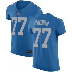 Wholesale Cheap Nike Lions #77 Frank Ragnow Blue Throwback Men\'s Stitched NFL Vapor Untouchable Elite Jersey