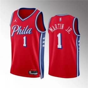 Men\'s Philadelphia 76ers #1 Kenyon Martin Jr Red Statement Edition Stitched Jersey