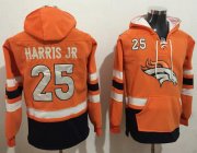 Wholesale Cheap Nike Broncos #25 Chris Harris Jr Orange/Navy Blue Name & Number Pullover NFL Hoodie