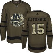 Wholesale Cheap Adidas Islanders #15 Cal Clutterbuck Green Salute to Service Stitched Youth NHL Jersey