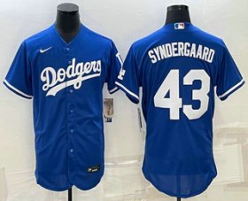 Cheap Men\'s Los Angeles Dodgers #43 Noah Syndergaard Blue Stitched MLB Flex Base Nike Jersey