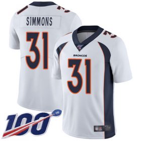 Wholesale Cheap Nike Broncos #31 Justin Simmons White Men\'s Stitched NFL 100th Season Vapor Limited Jersey